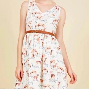 Modcloth Belted Deer Dress
